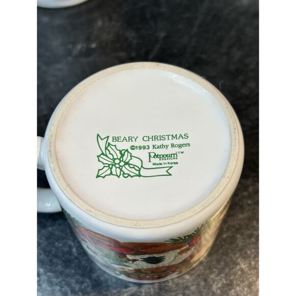 1993 Potpourri Designs By Kathy‎ Rogers Beary Teddy Bear Christmas Coffee Mug - Picture 7 of 7